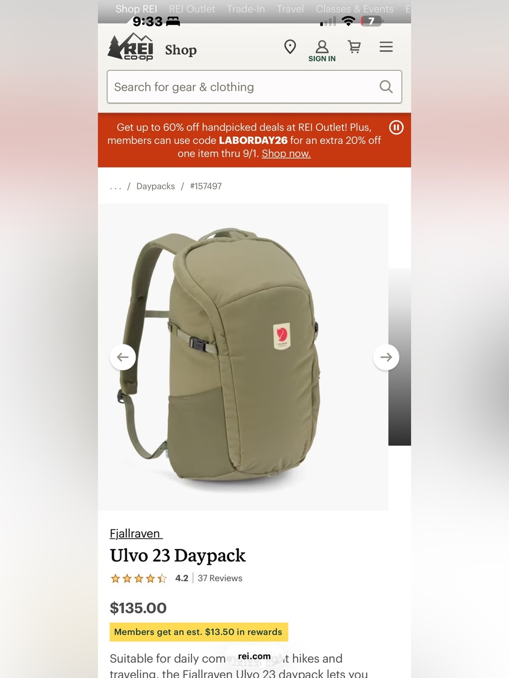 Fjallraven Ulvo 23 Daypack - Olive